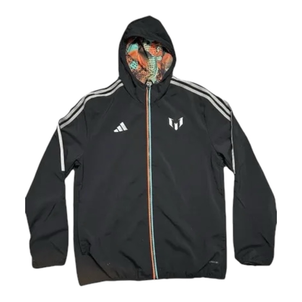 ADIDAS LIONEL MESSI SOCCER FOOTBUL JACKET RAIN COAT SPORTS COAT HOODED NEW MENS